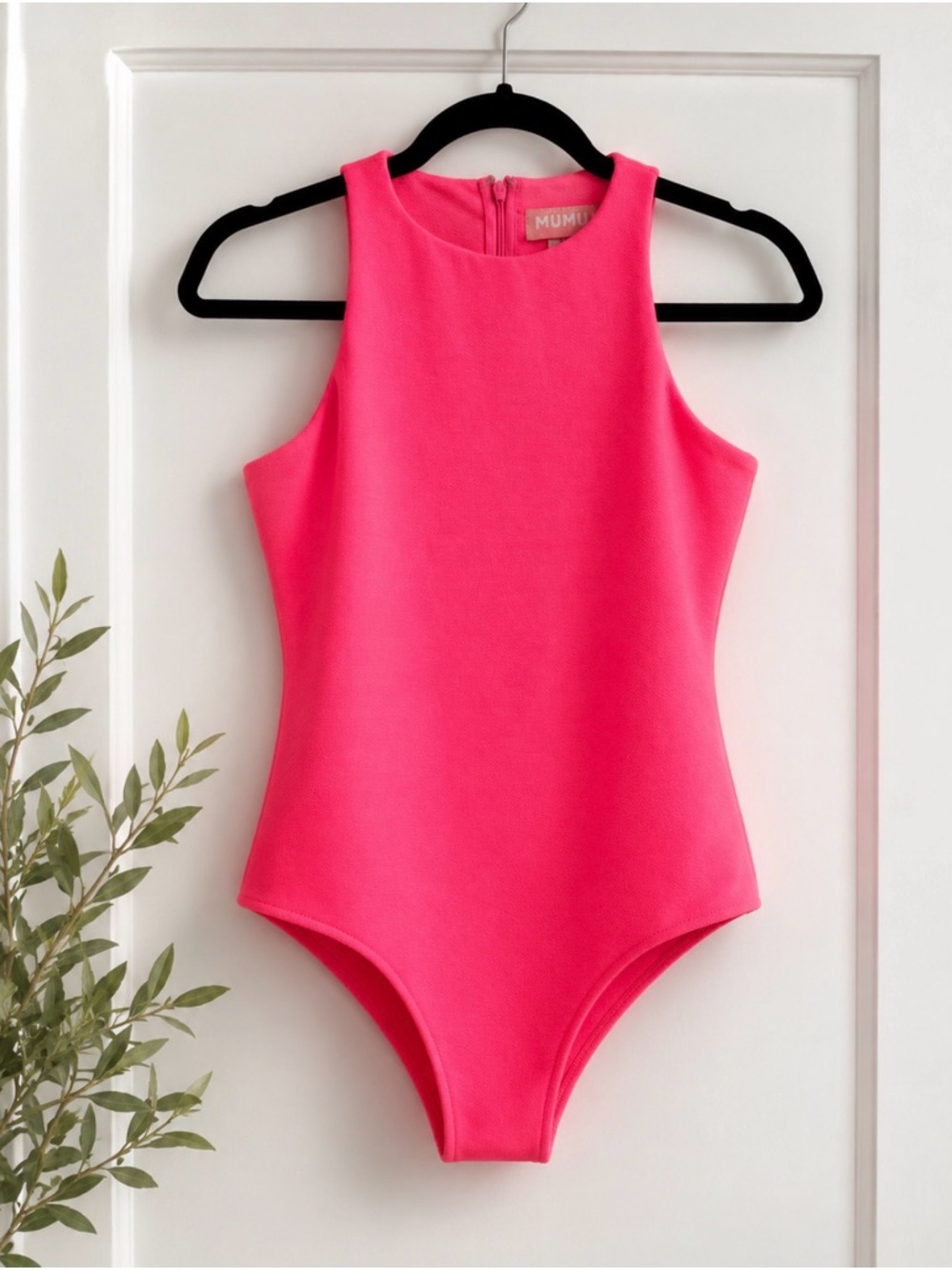 Mumu Neon Pink Sleeveless High-Neck Bodysuit Size medium